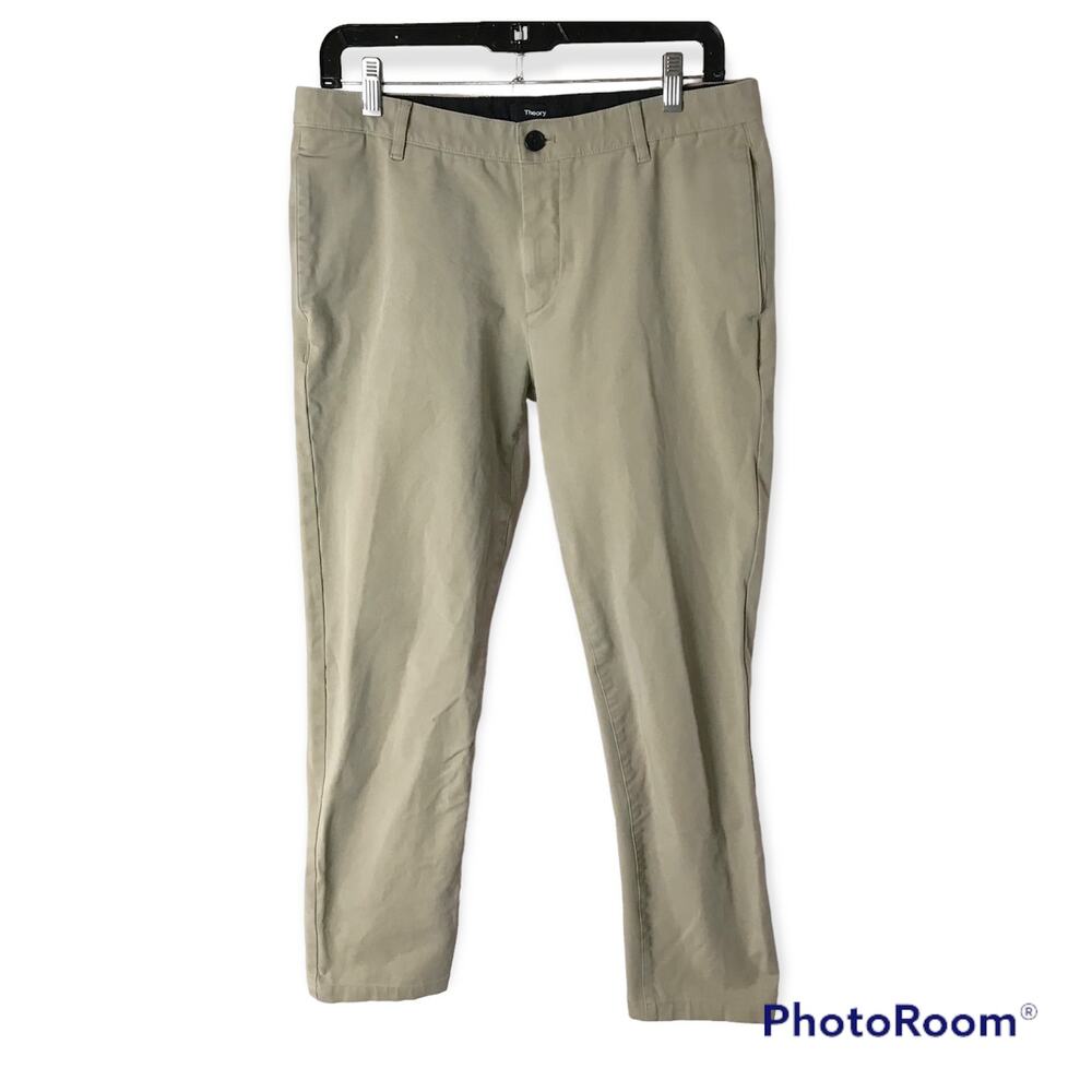 Theory Men's 33 Fits 31x27 Zaine Double Stretch Slim Fit Khaki Chino Pants